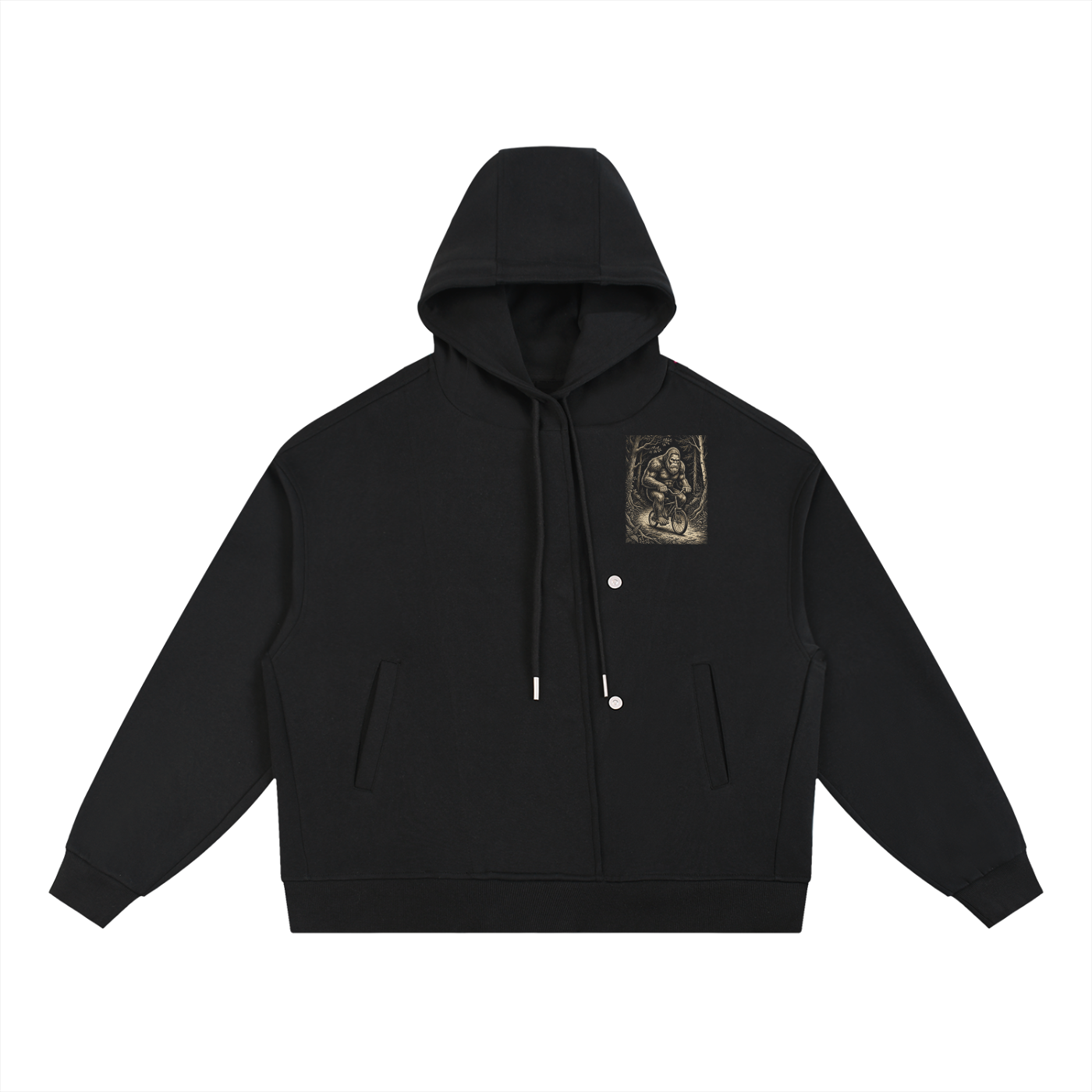 Boxy Button Placket Hoodie